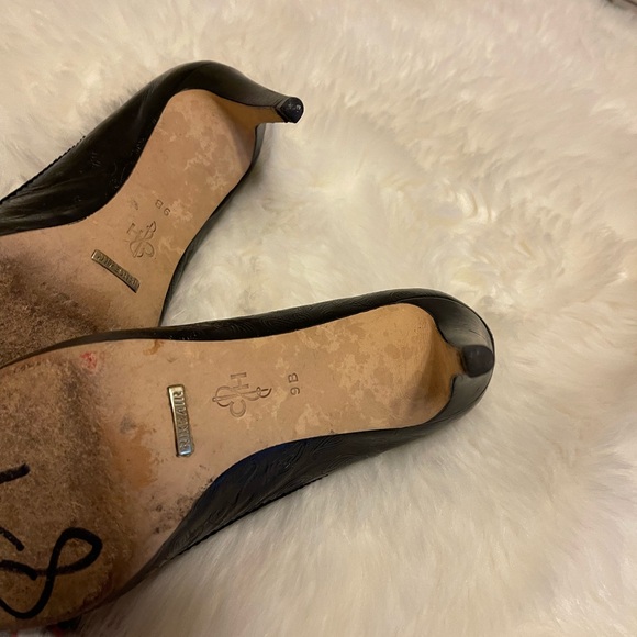 Salvatore Ferragamo Black Swede Leather Flat Shoes Size 6 1/2 B - Picture 2 of 6